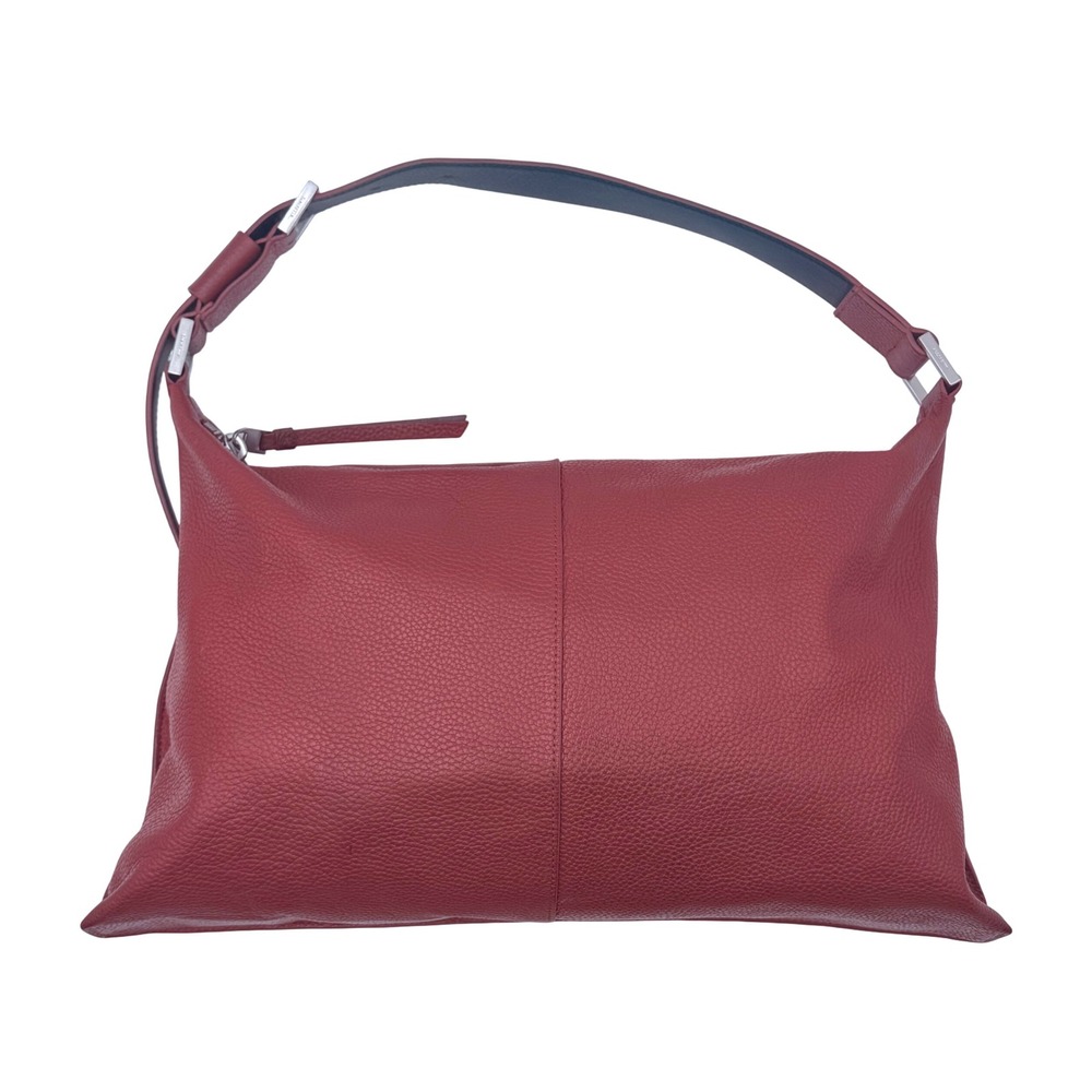 AllSaints Edbury Leather Shoulder Bag Wine Red Adjustable Strap Slouchy Zip